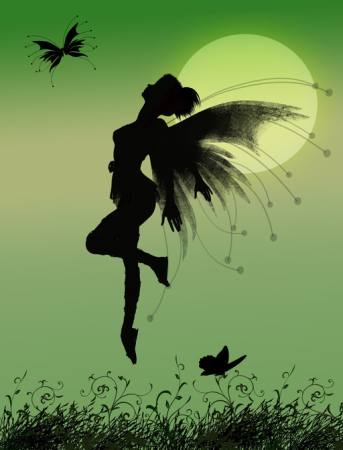 νεράιδα, πράσινο, φεγγάρι, μύγα, φτερά, πεταλούδα Franciscah - Dreamstime