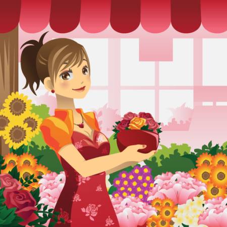γυναίκα, λουλούδια, κατάστημα, κόκκινο, κορίτσι Artisticco Llc - Dreamstime