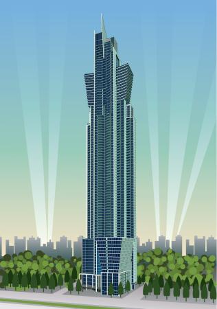 ουρανός, δέντρο, κτίριο, τεράστια, ουρανοξύστες Ultrapop - Dreamstime