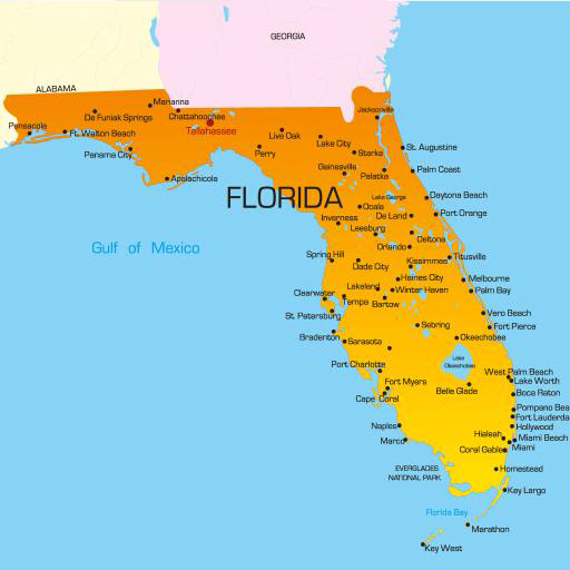 χώρα, Ηνωμένες Πολιτείες, Φλόριντα, χάρτη Ruslan Olinchuk (Olira)