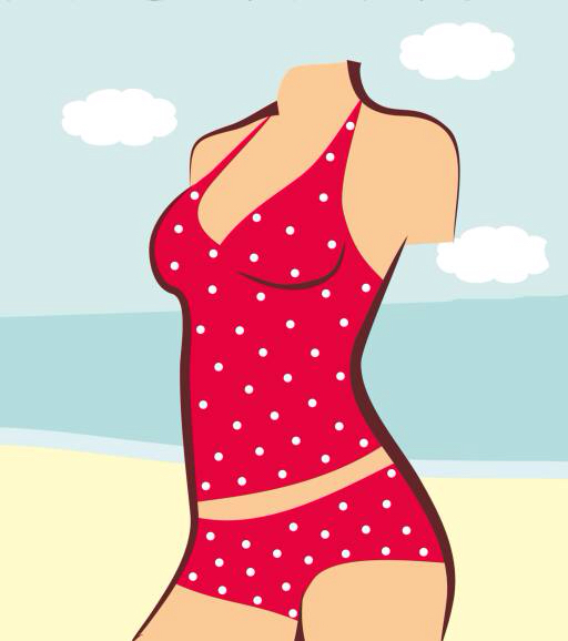 γυναίκα, σώμα, κόκκινο, κοστούμι, μπάνιο, παραλία, το νερό, τα σύννεφα, τα ρούχα Anvtim