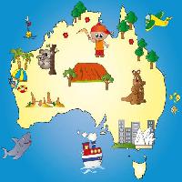 Pixwords η εικόνα με χώρα, ήπειρο, θάλασσα, ωκεανός, βάρκα, κοάλα Milena Moiola (Adelaideiside)
