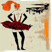 Pixwords η εικόνα με ζωγραφική, γυναίκα, φόρεμα, σχέδιο, κόκκινο Lunetskaya