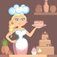 Pixwords η εικόνα με κοπέλα, ξανθιά, μάγειρας, κέικ, γυναίκα, κουζίνα Klavapuk - Dreamstime
