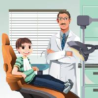 Pixwords η εικόνα με ιατρού, του οδοντιάτρου, το παιδί, το παιδί, ο άνθρωπος, παλτό, καρέκλα Artisticco Llc - Dreamstime