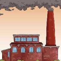 Pixwords η εικόνα με του καπνού, εργοστάσιο, κτίριο Dedmazay - Dreamstime