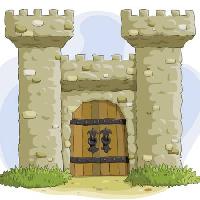 Pixwords η εικόνα με το κάστρο, τους πύργους, πόρτα, παλιά, αρχαία Dedmazay - Dreamstime