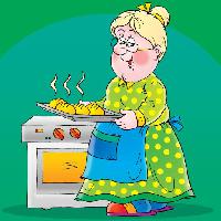 Pixwords η εικόνα με ψωμί, φούρνο, μάγειρας, κουζίνα, πράσινο, παλιά, γιαγιά Alexey Bannykh (Alexbannykh)