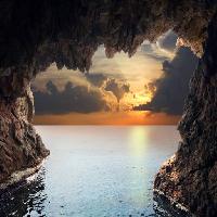 Pixwords η εικόνα με η φύση, το τοπίο, το νερό, σπηλιά, ηλιοβασίλεμα Iakov Filimonov (Jackf)