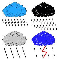 Pixwords η εικόνα με σύννεφο, σύννεφα, βροχή, αστραπές, μπλε, γκρι, μαύρο Aarrows