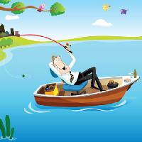 Pixwords η εικόνα με βάρκα, ο άνθρωπος, το νερό, ψάρεμα, λίμνη Zuura - Dreamstime