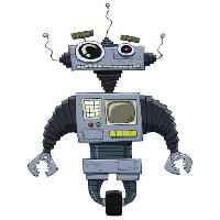 των τροχών, τα μάτια, το χέρι, μηχανή, ρομπότ Dedmazay - Dreamstime