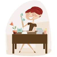 Pixwords η εικόνα με δάσκαλος, γυναίκα, τηλέφωνο, γραφείο, αρχεία, κοκκινομάλλα Karola-eniko Kallai - Dreamstime