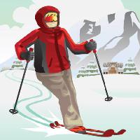 Pixwords η εικόνα με του σκι, το χειμώνα, χιόνι, βουνό, θέρετρο, κόκκινο Artisticco Llc - Dreamstime