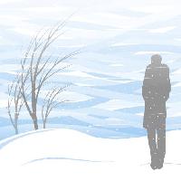 Pixwords η εικόνα με το χειμώνα, χιόνι, πρόσωπο, άνθρωπος, χιονοθύελλα, δέντρο Akvdanil