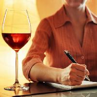 γυαλί, κρασί, χέρι, μολύβι, στυλό, γράφουν, πρόσωπο, γυναίκα Efired
