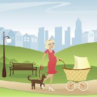 Pixwords η εικόνα με μωρού, σκύλος, πάρκο, πόλη, γυναίκα, γυναίκα Melanie Taylor - Dreamstime
