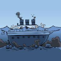 Pixwords η εικόνα με βάρκα, θάλασσα, νερό, των ωκεανών, υποβρύχια, καπνός Brett Lamb - Dreamstime