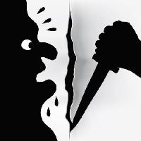 δολοφόνος, μαχαίρι, σημαδεμένη, μαύρο, χέρι, απότομη, ιδρώτα Robodread - Dreamstime