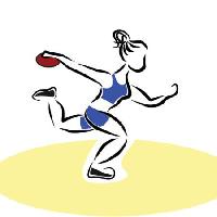 Pixwords η εικόνα με τον αθλητισμό, τον αθλητισμό, να ρίξει, γυναίκα, κίτρινο, μπλε Nuriagdb - Dreamstime