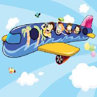 αεροπλάνο, ευτυχισμένος, τουρίστες, Μπαλόνια, ουρανός, αεροπλάνο Zuura - Dreamstime