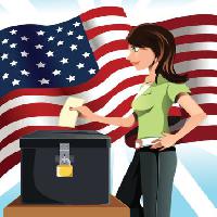 Pixwords η εικόνα με ΗΠΑ, σημαία, ψηφοφορία, γυναίκα Artisticco Llc - Dreamstime